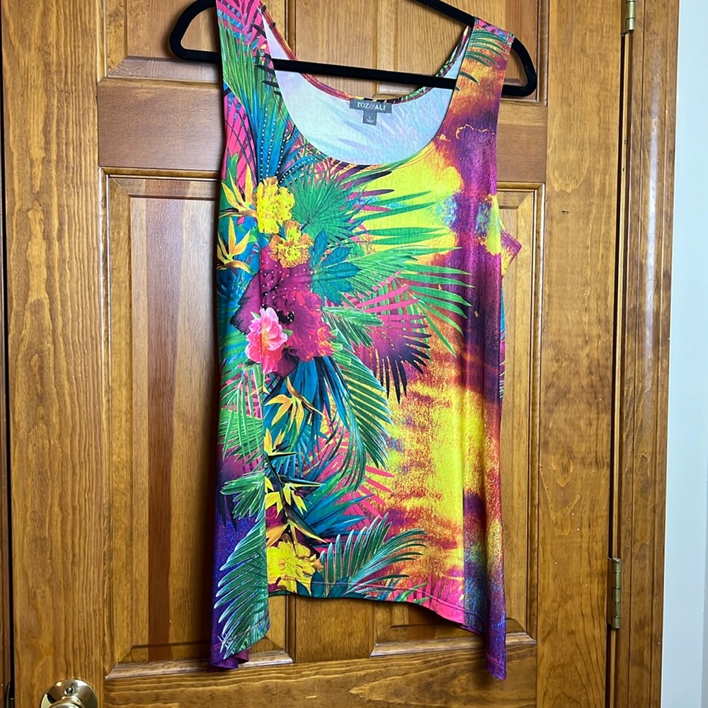 Women's Size Large Roz & Ali Tank Top Multicolor With Bling